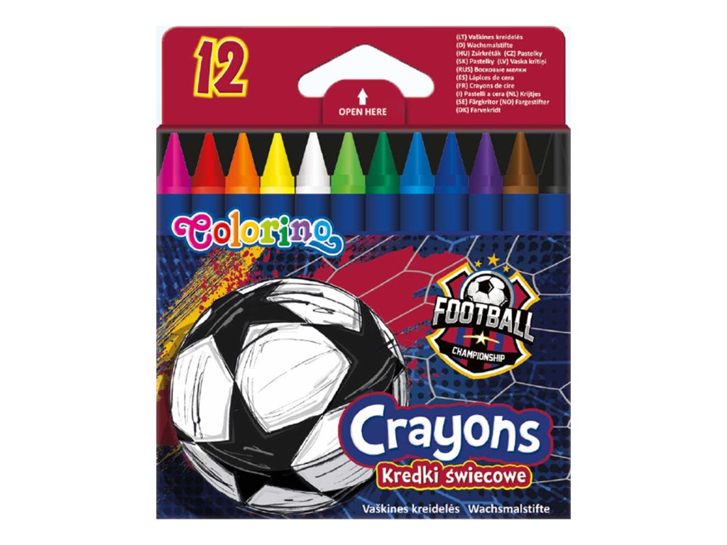 Colorino voskovky Football, kulaté, 12 barev
